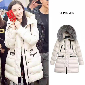 moncler蒙口羽绒服玛雅款黑色张天爱宋茜同款中长款加厚连