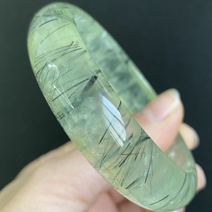 天然巴西葡萄石手镯 ,扁条宽版带绿碧玺发晶时尚百搭送礼佳品5