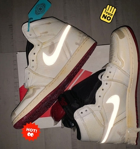 aj1乔1尿渍黄做旧单车联名米白男女情侣高帮板鞋跑鞋篮球鞋带