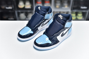 正品nike air jordan 1 aj1 high漆皮北卡蓝高帮男女鞋cd0461-401