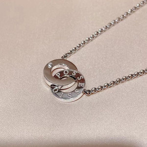 [99新]伯爵piaget白金单钻双环女士锁骨项链