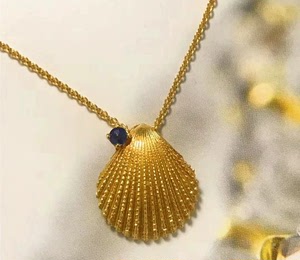 tiffany蒂芙尼蓝宝石贝壳项链18k真金真钻宝贝是正品