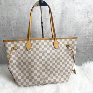 lv nf中号白色棋盘格 白格购物袋 经典款 正常使用无破损