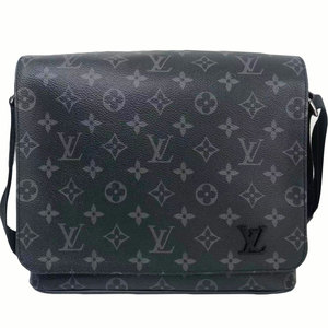9新]lv路易威登黑色老花district小号单肩斜挎包黑花男包