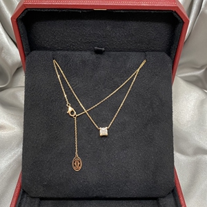 cartier卡地亚18k玫瑰金牛头单钻钻石吊坠项链 99新