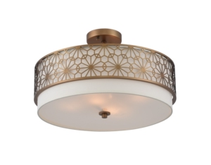 香港宝辉灯饰61kalco吸顶灯,铜材花艺雕刻 布艺玻璃灯罩