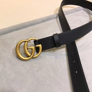 正 品Gucci/古驰腰带 酷奇新款金色双G扣头 男士古奇休