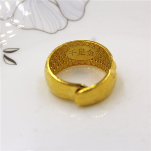 全新带钢印千足金活口男士沙金戒指,宽版男士戒指三