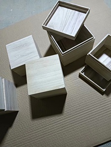 天地盖正方形桐木木盒桌面收纳整理礼物盒带盖小木箱实木盒子
