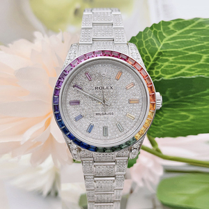5新]劳力士rolex格磁型彩虹圈后镶钻自动机械男表