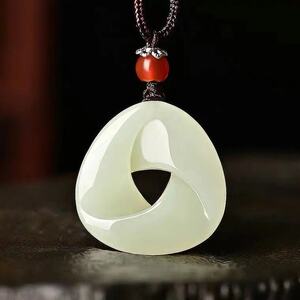 和田玉轮回吊坠峰回路转时来运转平安扣白玉坠玉石挂件玉佩男女款