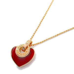 【99新】宝格丽bvlgari女士红玉髓爱心项链时尚女神锁骨吊坠