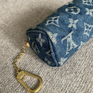 lv中古丹宁牛仔mini圆筒零钱包vintage