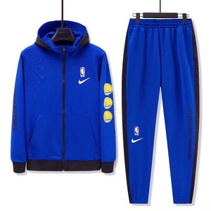 nba新赛季勇士出场服套装库里球衣篮球训练套装长袖连帽套装
