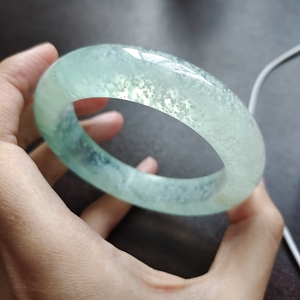 [ 纯天然天青冻岫玉手镯 渐变天空蓝暴风雪天青冻手镯]