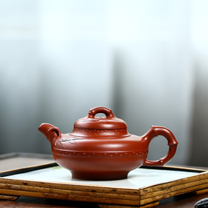 国大师吕俊杰高徒毛方荣《竹缘》原矿朱泥全手工宜兴紫砂壶保真品