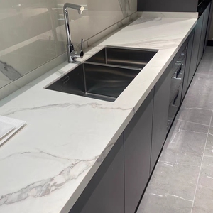 带框橱柜门定做钢化玻璃晶钢门板大理石铝合金灶台定制厨柜门自装