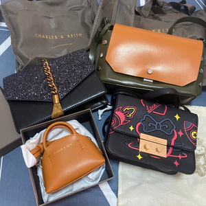 小ck信封包闪亮金属流苏黑色小皮包