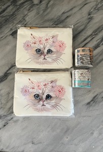 全新Pauljoe猫咪化妆包收纳包日本和纸手账胶带