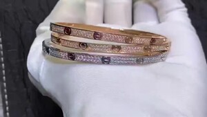 卡地亚 18k金窄版满钻手镯女士经典love系列4mm迷你_阿里巴巴找货神器