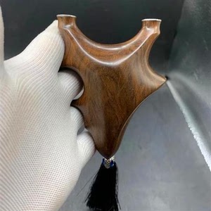 黑檀木实木拦天雀弹弓竞技个性异形小扁皮反曲弹工架高档弾弓户外