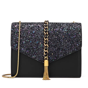 小ck信封包亮片流苏单肩女包满天星斜跨星空链条小方包