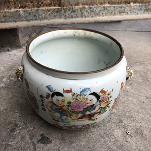 名家江鸿源珍品 民国四耳粥罐 江西景德镇老瓷器 旧物古董罐子