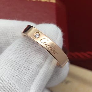 卡地亚18k玫瑰金单钻宽版戒指58号国内尺寸18号卡地亚男戒