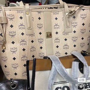 000人付款淘宝*mcm*女包visetos印花托特包手提包双面包,米白色,