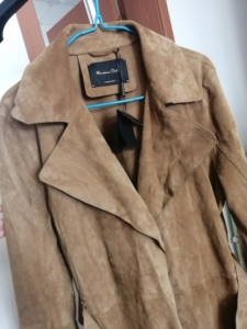 全新md杜狄massimo dutti女款真皮反绒皮风衣外套