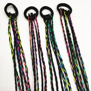 彩色脏脏辫头绳编发彩绳发丝编头发的发绳纤维假发小辫子发带头饰