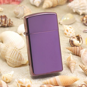 zippo打火机紫色纤巧窄机紫冰28124
