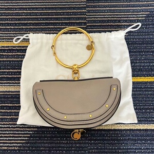 chloe手镯圆环月牙半月包 金扣大象灰 成色98  专柜1