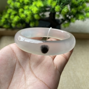 【黑发丝】精品天然黑发丝玛瑙手镯 一颗发丝一枝独秀