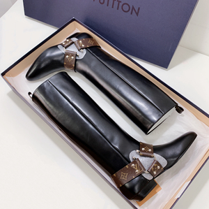 lv 小牛皮高筒靴 老花马蹄扣装饰