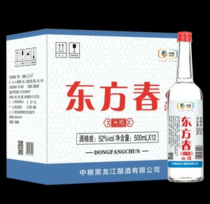 东方春中粮白酒浓香风格型52度500ml整箱12瓶简装光瓶亲