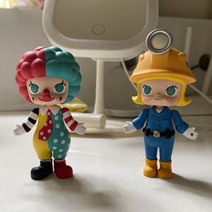 泡泡玛特popmart茉莉molly职业系列2小丑矿工盲盒