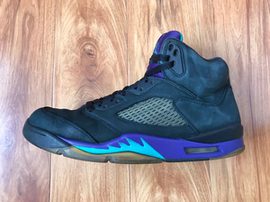 aj5黑紫葡萄45码耐克篮球鞋高帮复古136027
