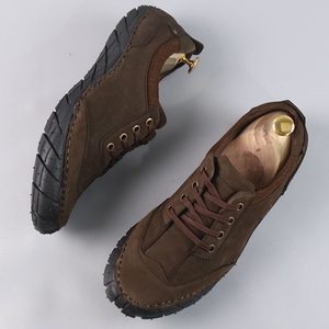 微瑕疵处理外贸尾单头层牛皮户外休闲皮鞋缝制鞋轮胎底防滑手工鞋