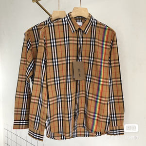 自主burberry bbr 巴宝莉彩虹格子衬衫 细节正确