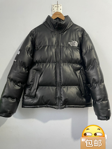 supreme x tnf 17fw北面联名款皮质羽绒服