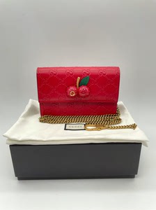 99新gucci古驰红色双g印花樱桃单肩斜挎迷你包  附件