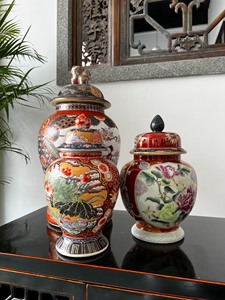 八十年代老货回流日本彩陶瓷，堆金描金手绘洋彩将军罐