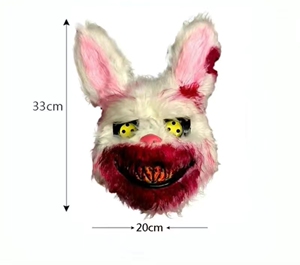 韩剧梨泰院抖音同款邪恶血腥兔子面具女鬼恐怖头套万圣节舞会派对