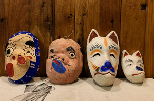 日本张子丑男吹火男伏见稻荷神社狐狸面具