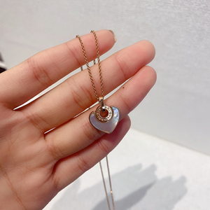 000人付款淘宝宝格丽白金镶钻爱心项链 宝格丽心形项链,18k白金镶钻