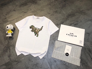 潮牌高端coach蔻驰22新款金重工刺绣小恐龙短袖t恤!