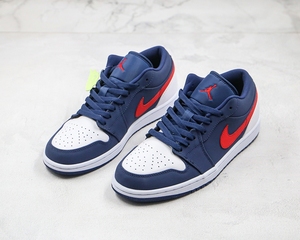 正品乔丹 nike aj1 乔丹 低帮 aj1 爱国者蓝红白色板鞋cz8454-400