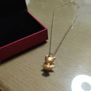 周大福天使宝宝吊坠 项链一套