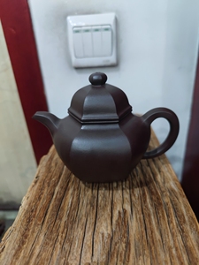 范菊芳作品 黄龙山原矿紫泥 六方掇球壶 半手工 紫砂壶 陶瓷